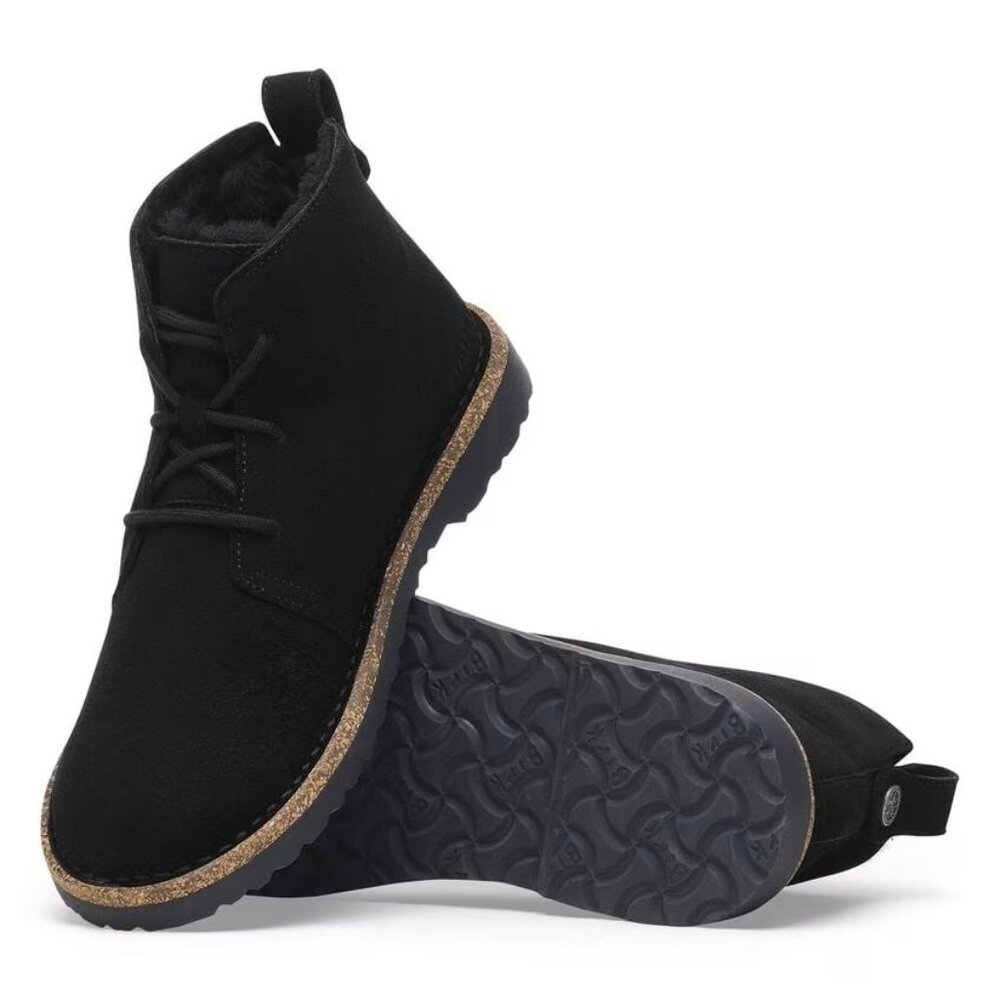 Birkenstock $175 Uppsala Mid Shearling Suede Leather Black Eu Sz 42 NIB!